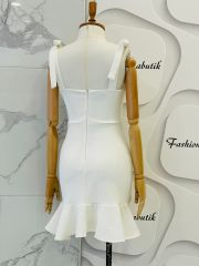 Fiyonk askılı elbise - Beyaz