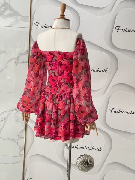 Floral şifon elbise