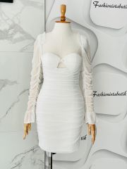 Mini drape elbise - Beyaz