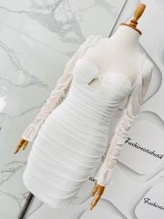 Mini drape elbise - Beyaz