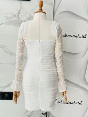 Mini drape elbise - Beyaz