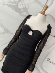 Mini drape elbise - Siyah