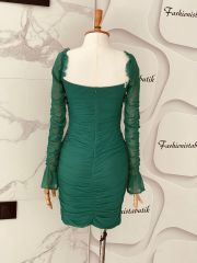 Mini drape elbise - Zümrüt