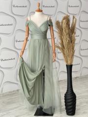 Drape abiye - Mint Yeşili