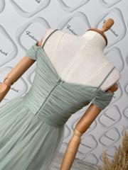 Drape abiye - Mint Yeşili