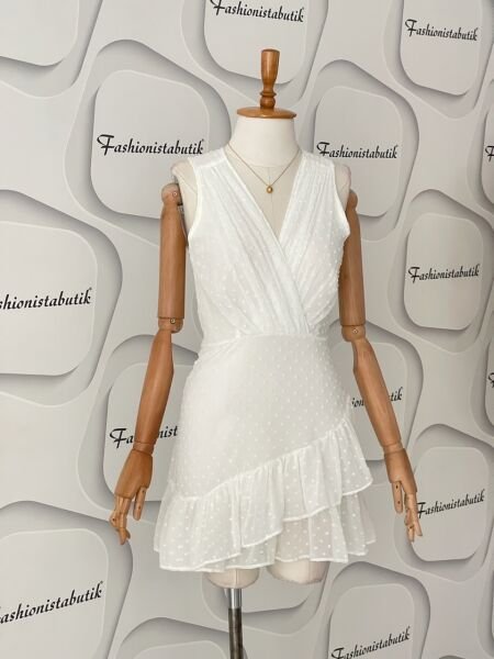 Mini drape detay şifon elbise