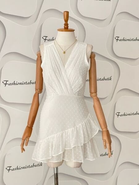 Mini drape detay şifon elbise