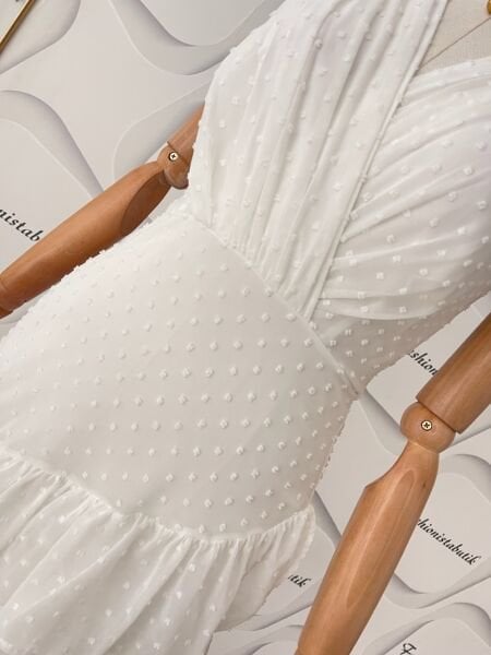 Mini drape detay şifon elbise