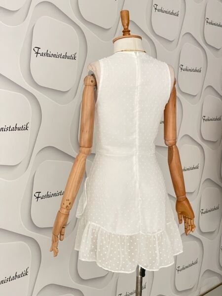 Mini drape detay şifon elbise