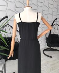 Volanlı maxi boy elbise - Siyah