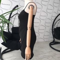 ip askılı asimetrik kesim elbise - Siyah