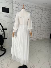 Simli maxi elbise - Beyaz