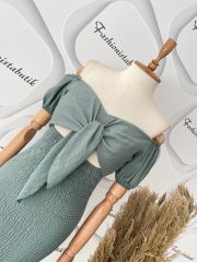 Gipeli midi boy elbise - Mint Yeşili
